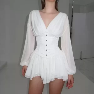 V-Neck Dress and Waist Cincher Separates