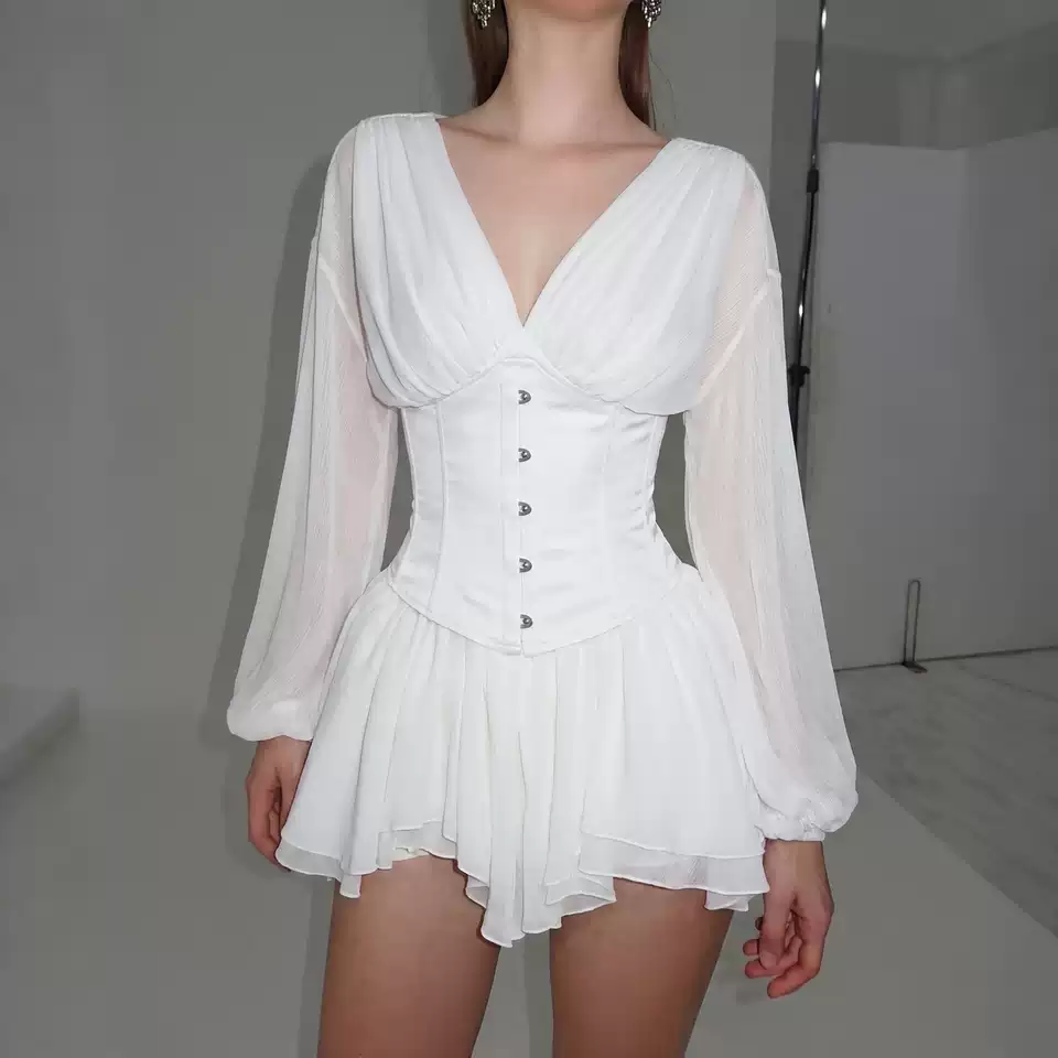 V-Neck Dress and Waist Cincher Separates